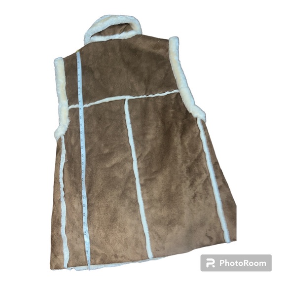 Forever 21 Vegan Suede Faux Fur Lined Vest Sz M - Picture 12 of 12